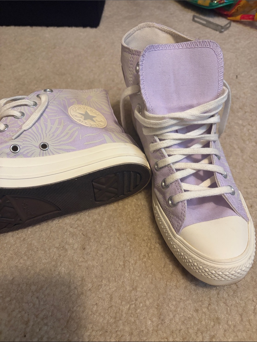 Converse Lavender Floral High-Top Sneakers - Picture 2 of 5